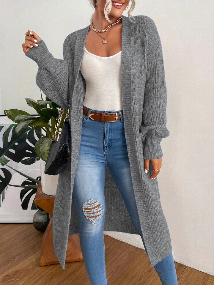 Solid Color Long Cardigan