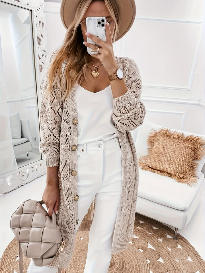 Solid Pointelle Cardigan