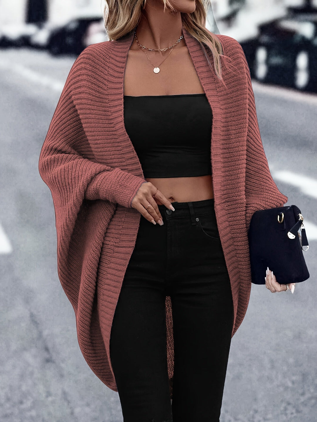 Elegant Open Front Long Cardigan