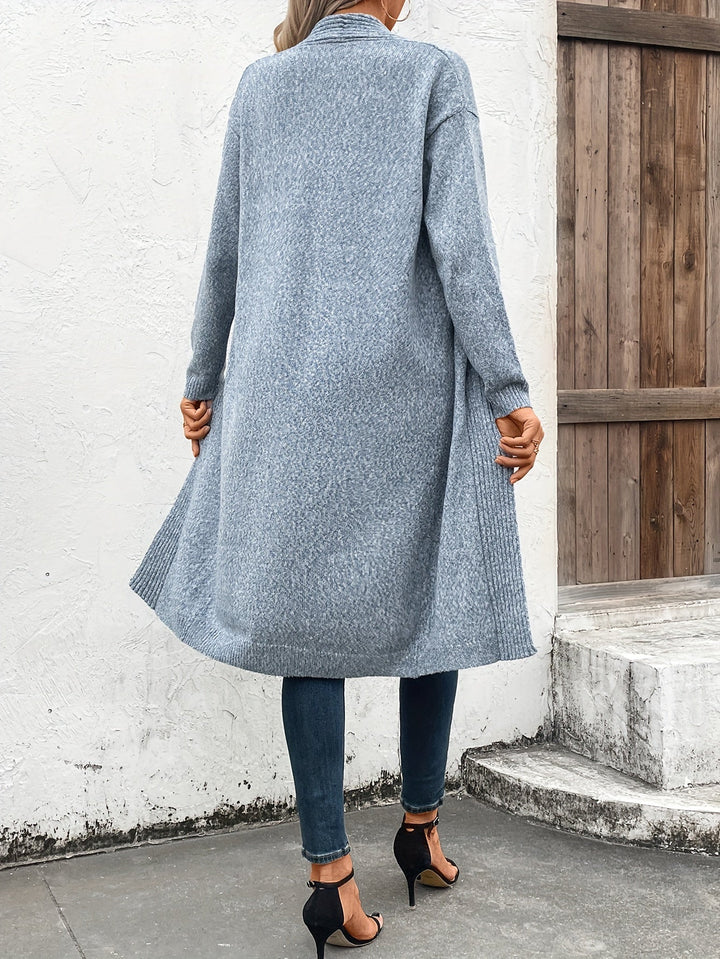 Knitted Open Front Long Cardigan