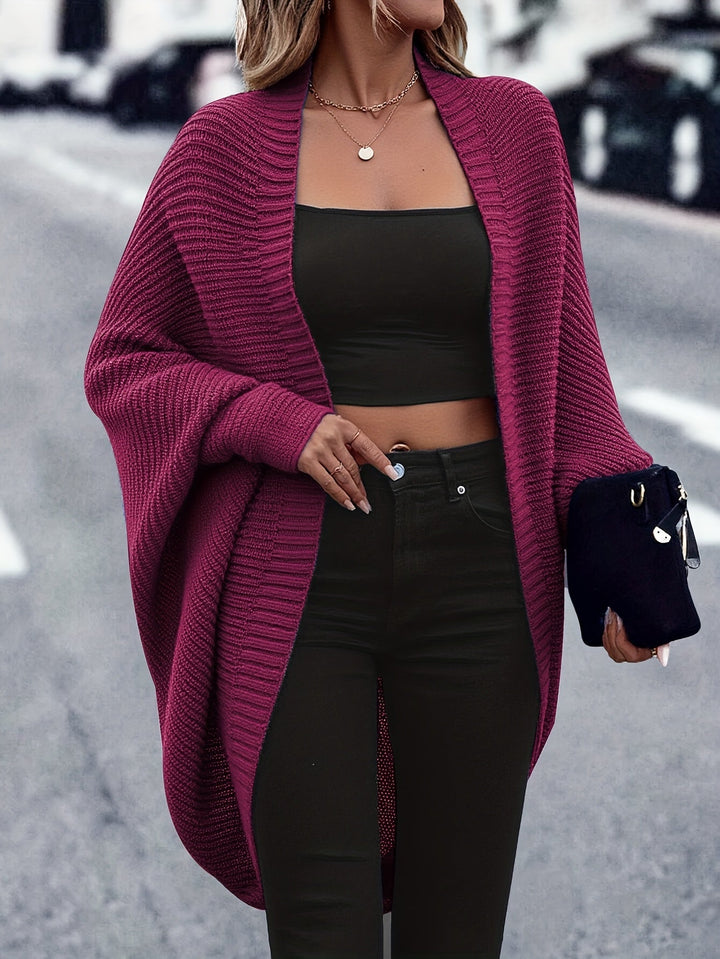Elegant Open Front Long Cardigan