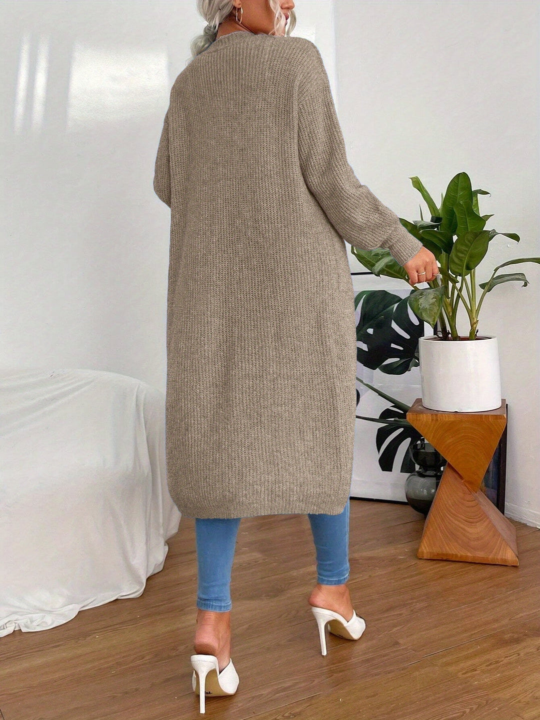 Solid Color Long Cardigan
