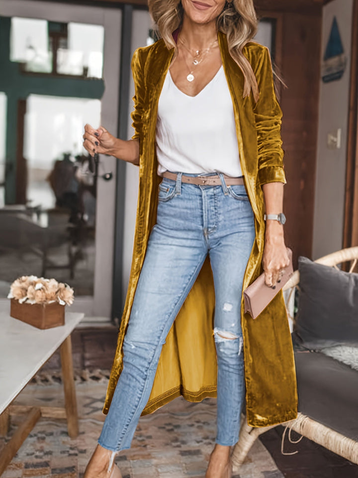 Long Chic Velvet Cardigan