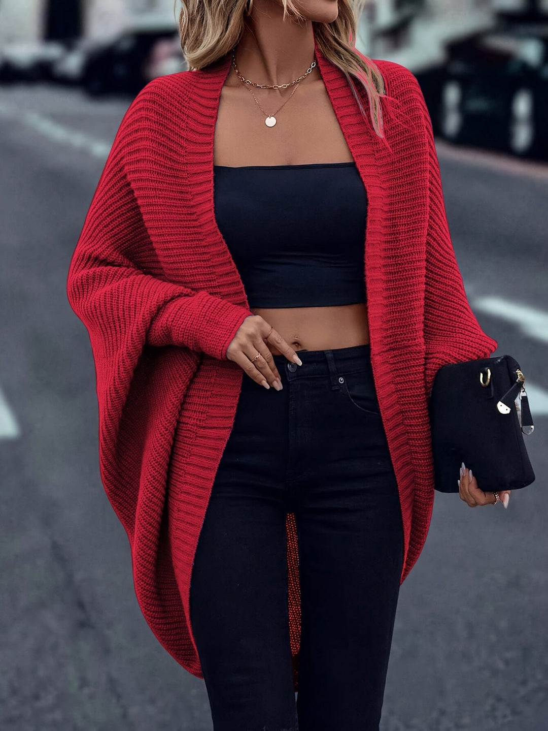 Elegant Open Front Long Cardigan