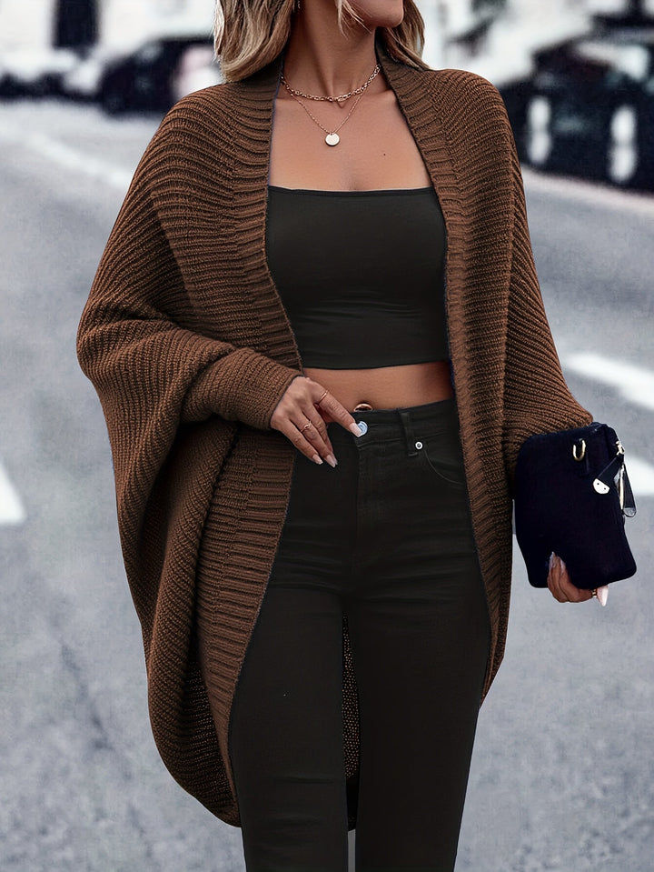 Elegant Open Front Long Cardigan