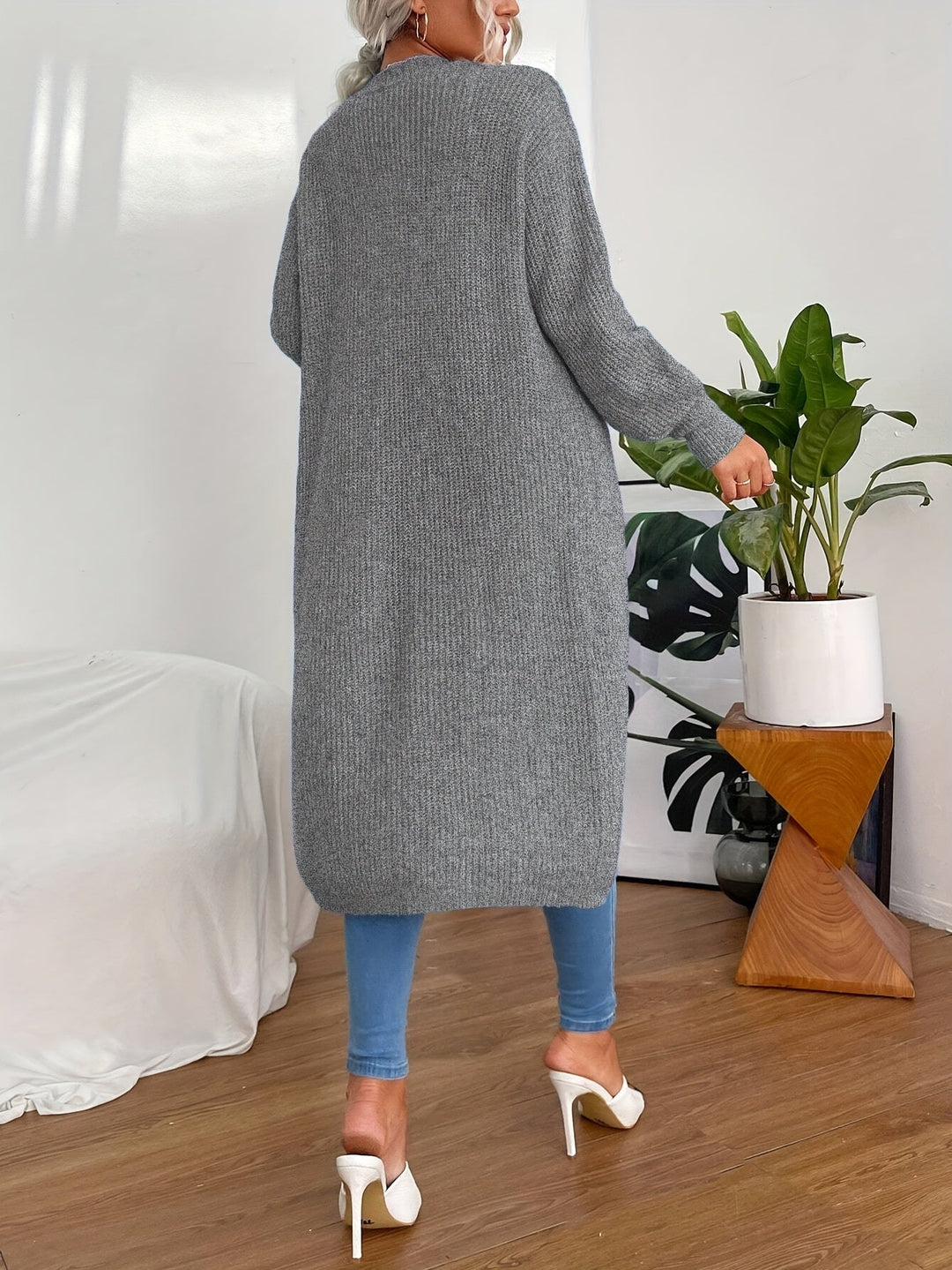 Solid Color Long Cardigan