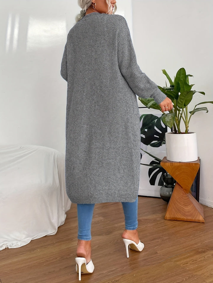 Solid Color Long Cardigan